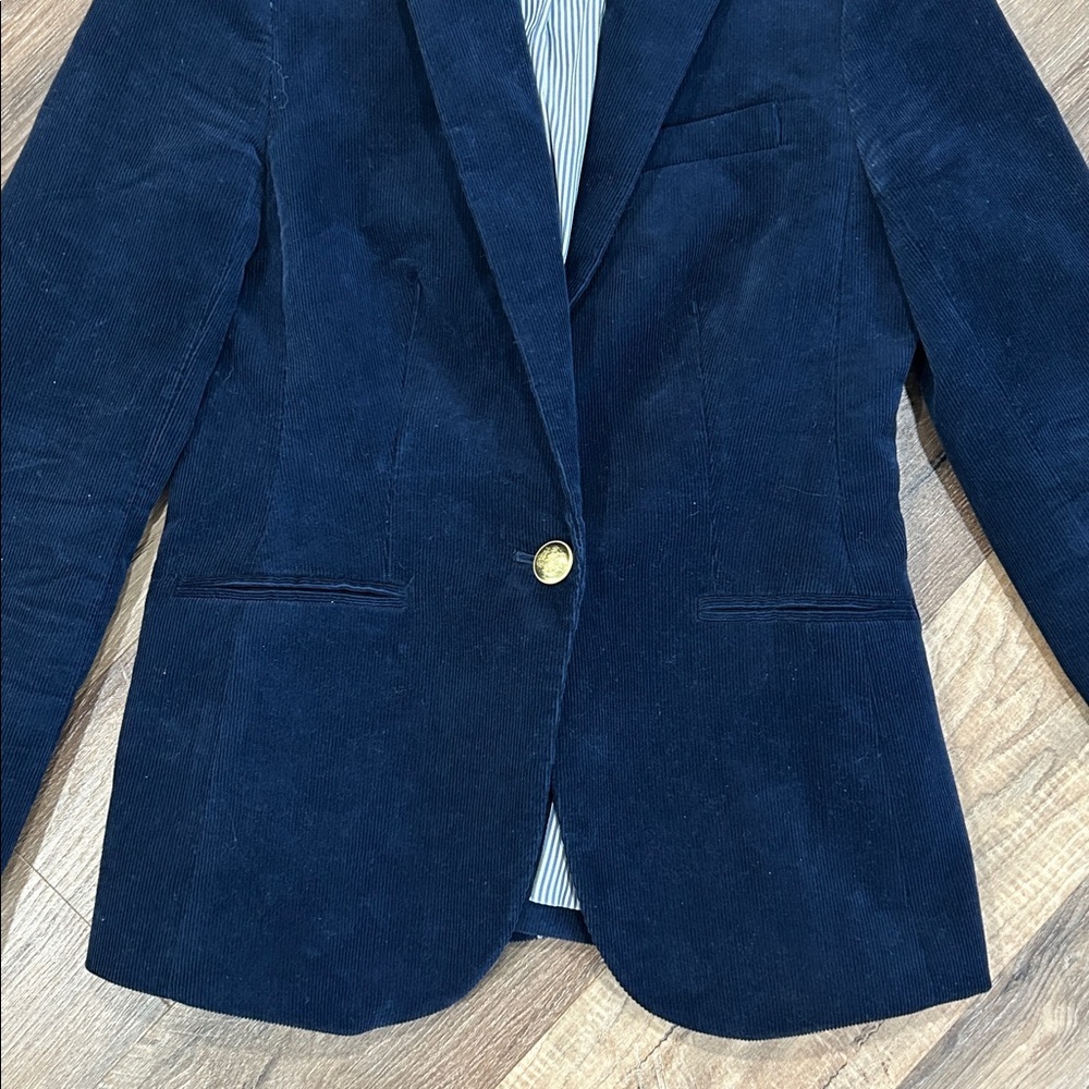 J.Crew Campbell corduroy blazer Navy one button lined classic size 0 - Picture 2 of 15